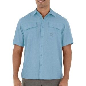 GUY HARVEY Men M Performance Button Vented Short Sleeve Fishing Shirt Polo NEW